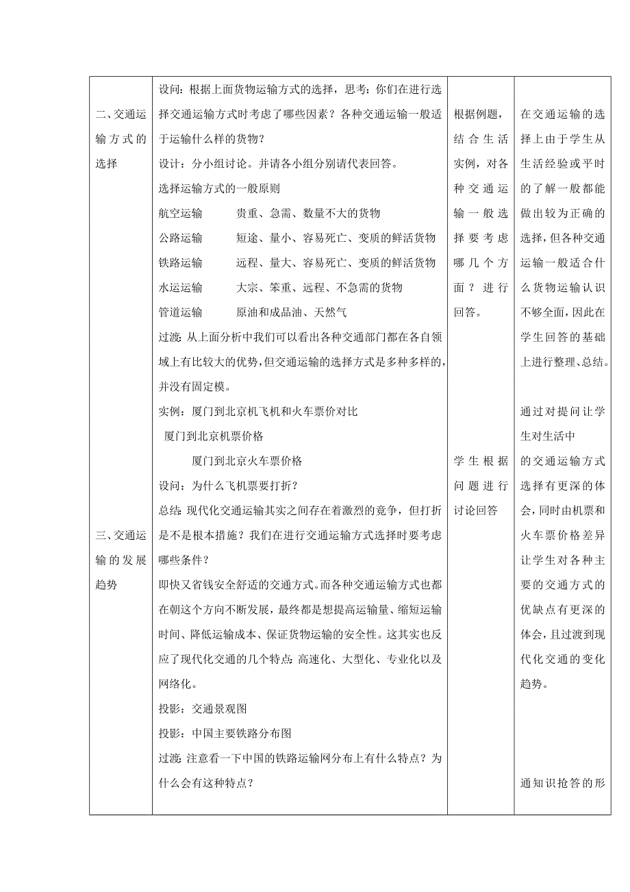 一师一优课2016-2017学年高一地理人教版必修2教学设计：5.1《交通运输方式和布局》4 WORD版含答案.doc_第3页