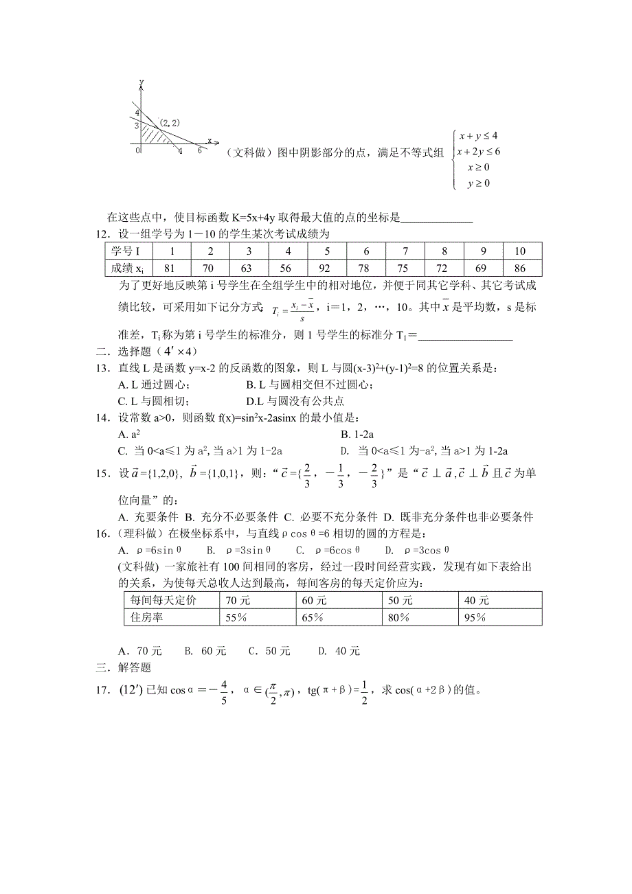 03100-高考数学模拟试题－15.doc_第2页