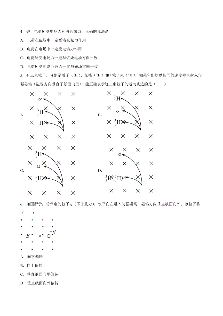 1-2洛伦兹力同步练习-2021-2022学年高二下学期物理鲁科版（2019）选择性必修第二册 WORD版含解析.docx_第2页