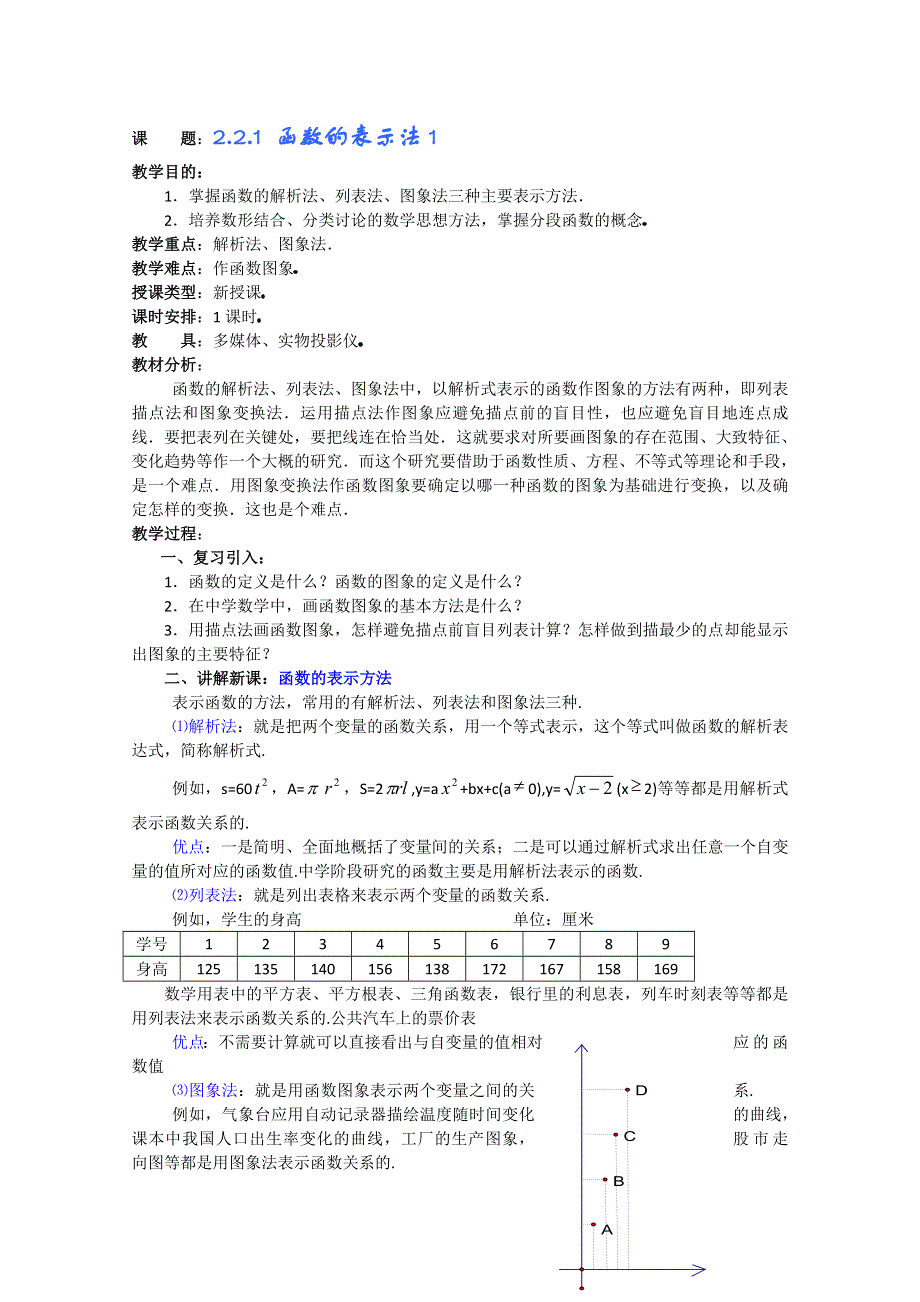 (新人教A)高三数学教案全集之2.2.1 函数的表示法1.doc_第1页