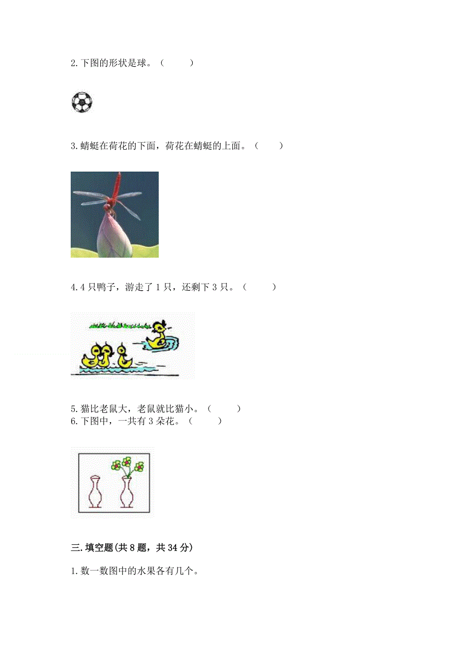 一年级上册数学期中测试卷答案免费下载.docx_第3页