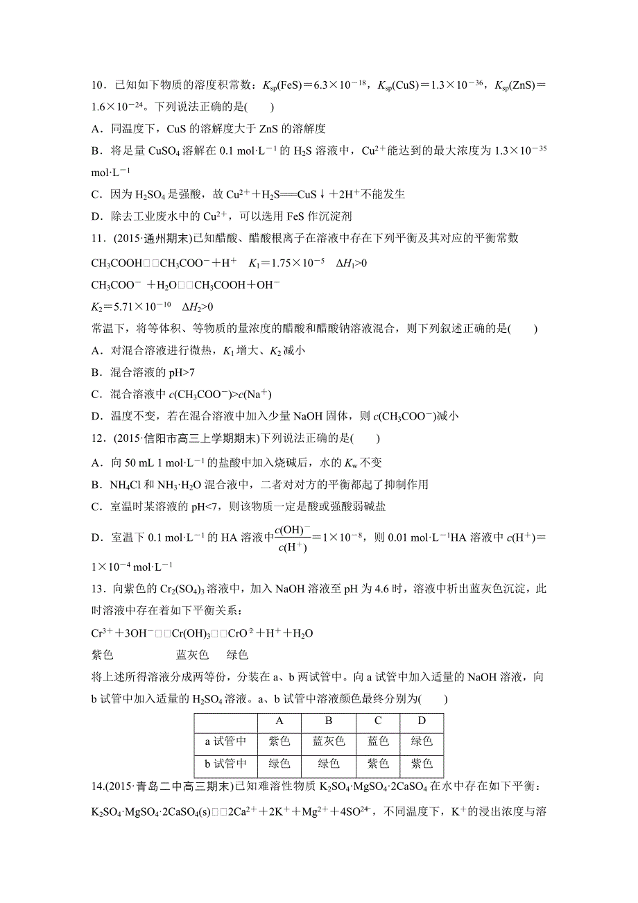 2017新步步高《单元滚动检测卷》高考化学（苏教全国）精练—专题8　溶液中的离子反应 WORD版含答案.docx_第3页