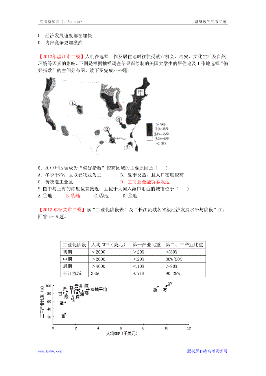 2011-2012年2年模拟地理试题汇编：工业 原版.pdf_第2页