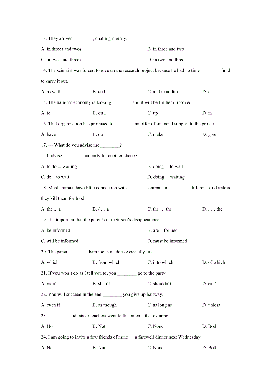 上海外国语大学附属外国语学校2017届高三上学期周练（六）英语试题 WORD版含答案.doc_第2页