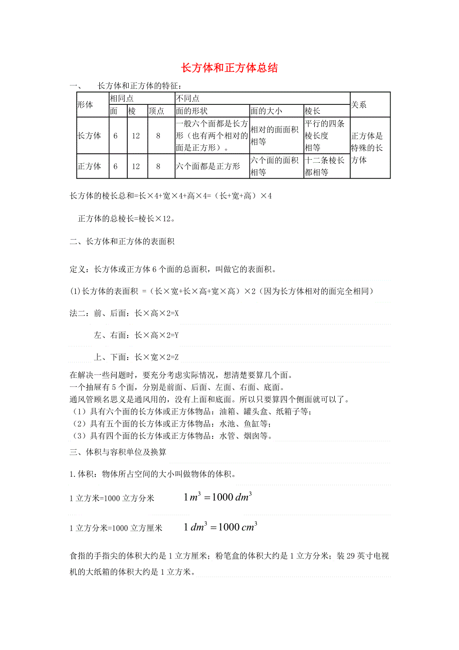 五年级数学下册 七 包装盒——长方体和正方体知识点总结 青岛版六三制.doc_第1页