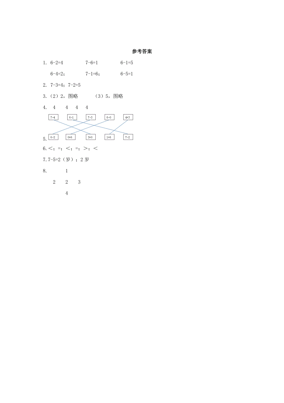 一年级数学上册 八 10以内的加法和减法《6、7减几》同步练习 苏教版.doc_第3页