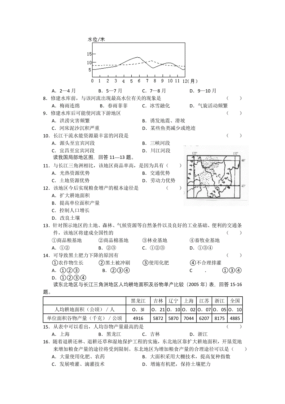 10-11学年高二上学期同步测试地理：第四单元（鲁教版）.doc_第2页