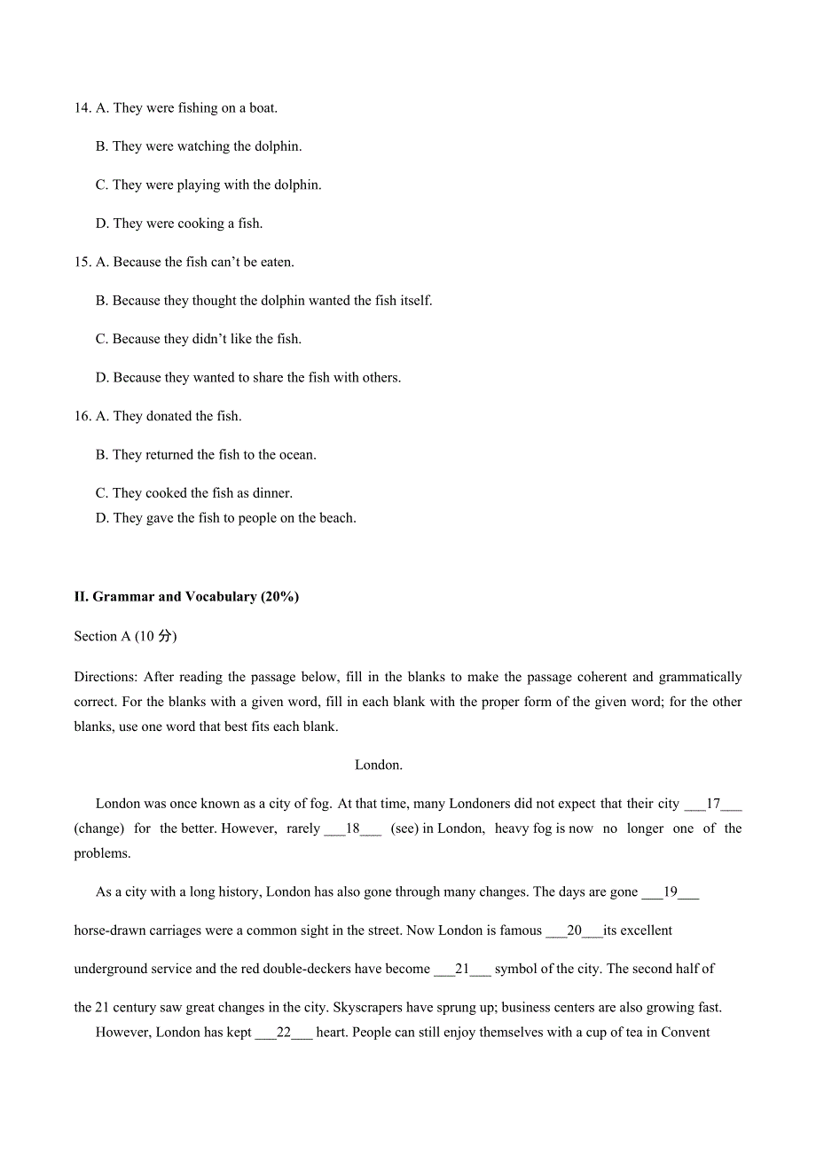 上海市2019-2020学年普通中学三校联考高一上学期期中考试英语试题 WORD版含答案.doc_第3页