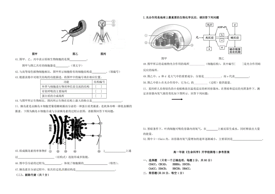 上海市2021-2022学年高一生命科学上学期合格考开学模拟检测试题1.doc_第3页