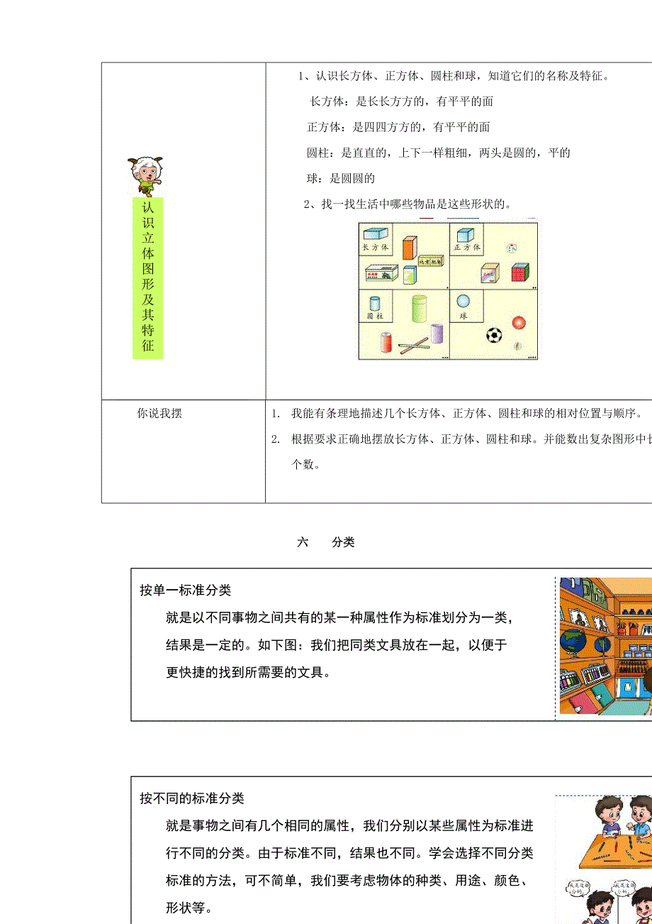 一年级数学上册 教材梳理 空间与图形 冀教版.doc_第2页