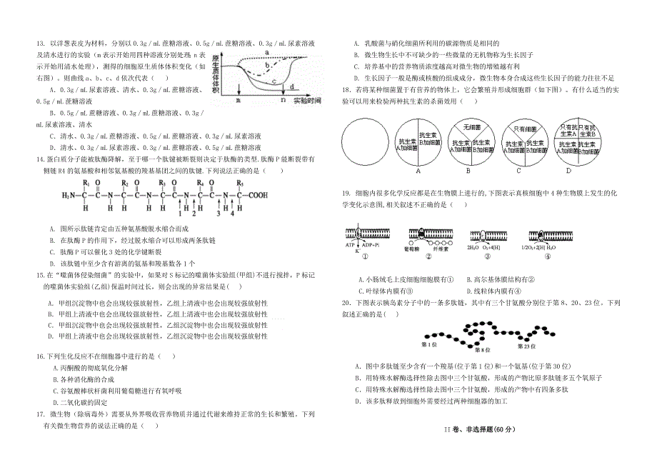 上海市2021-2022学年高二生命科学上学期等级考开学模拟检测试题1.doc_第2页