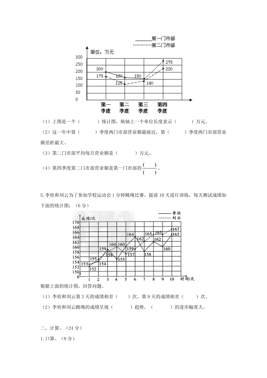 五年级数学下册 六 爱护眼睛——复试统计表模拟测试 青岛版六三制.doc_第2页