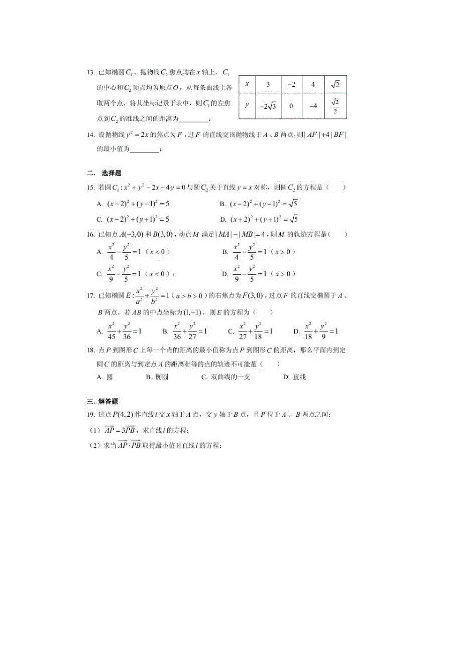 上海市上师大附中2015-2016学年高二上学期期末考试数学试题 扫描版无答案.doc_第2页