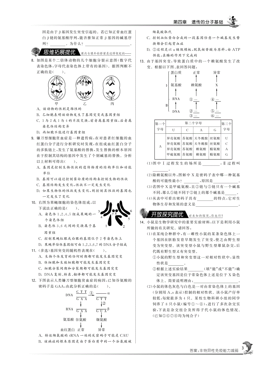 2014年高中生物人教版必修二试题：第四章第四节 基因突变和基因重组（第1课时）·高中生物国苏版必修2-特训班 PDF版含解析.pdf_第2页