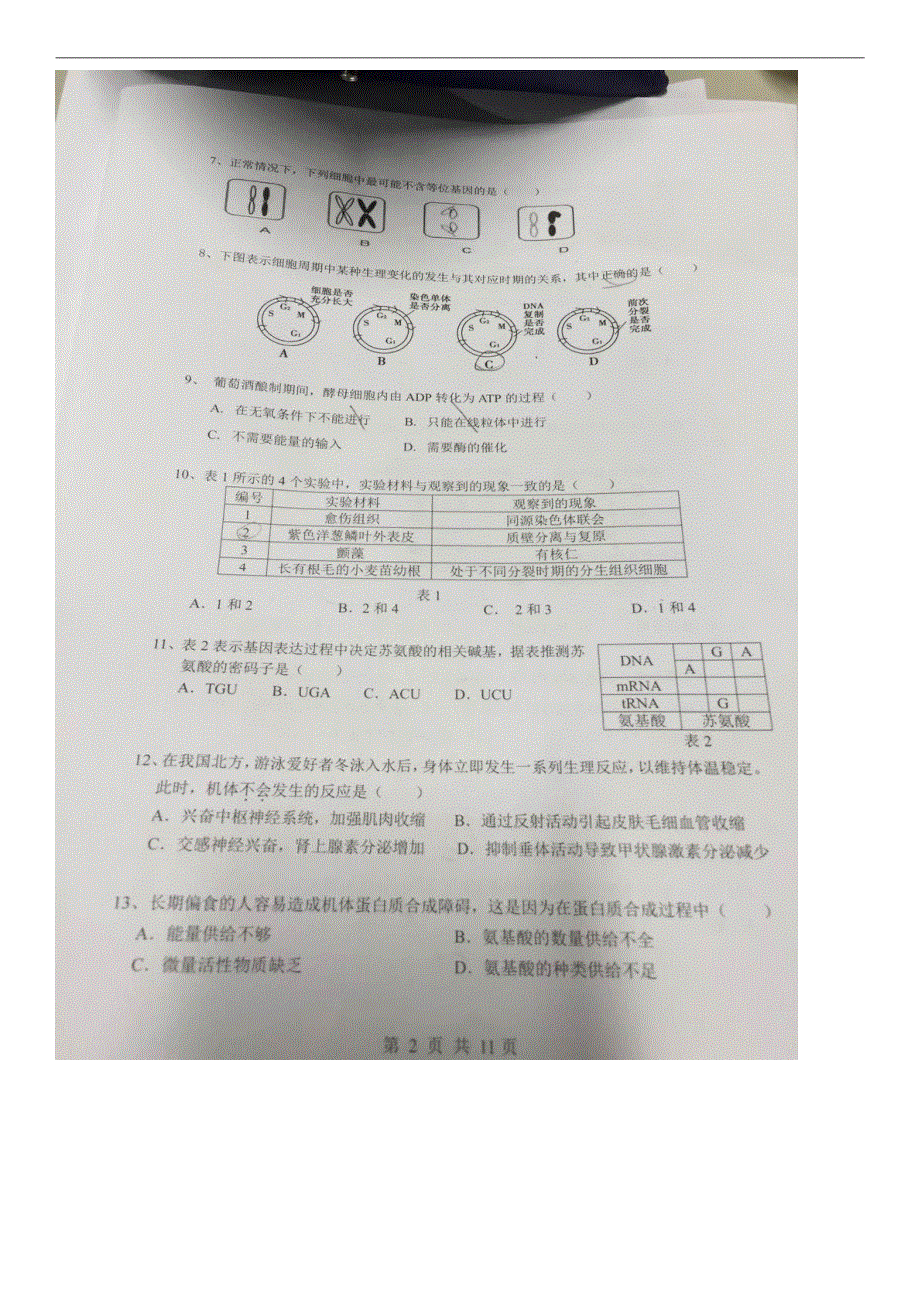 上海市六校2017届高三学科调研生物试题 PDF版缺答案.pdf_第2页