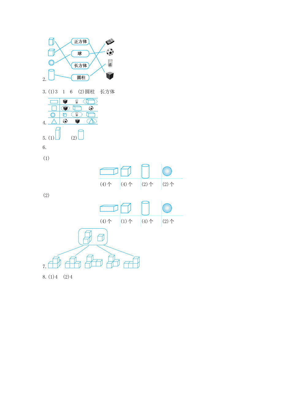 一年级数学上册 4 认识图形（一）单元综合测试卷（2） 新人教版.docx_第3页