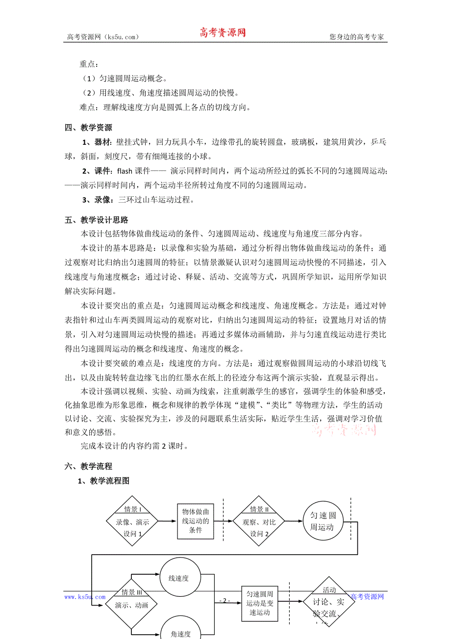 上海地区优秀物理教案：第四章 A 匀速圆周运动.doc_第2页