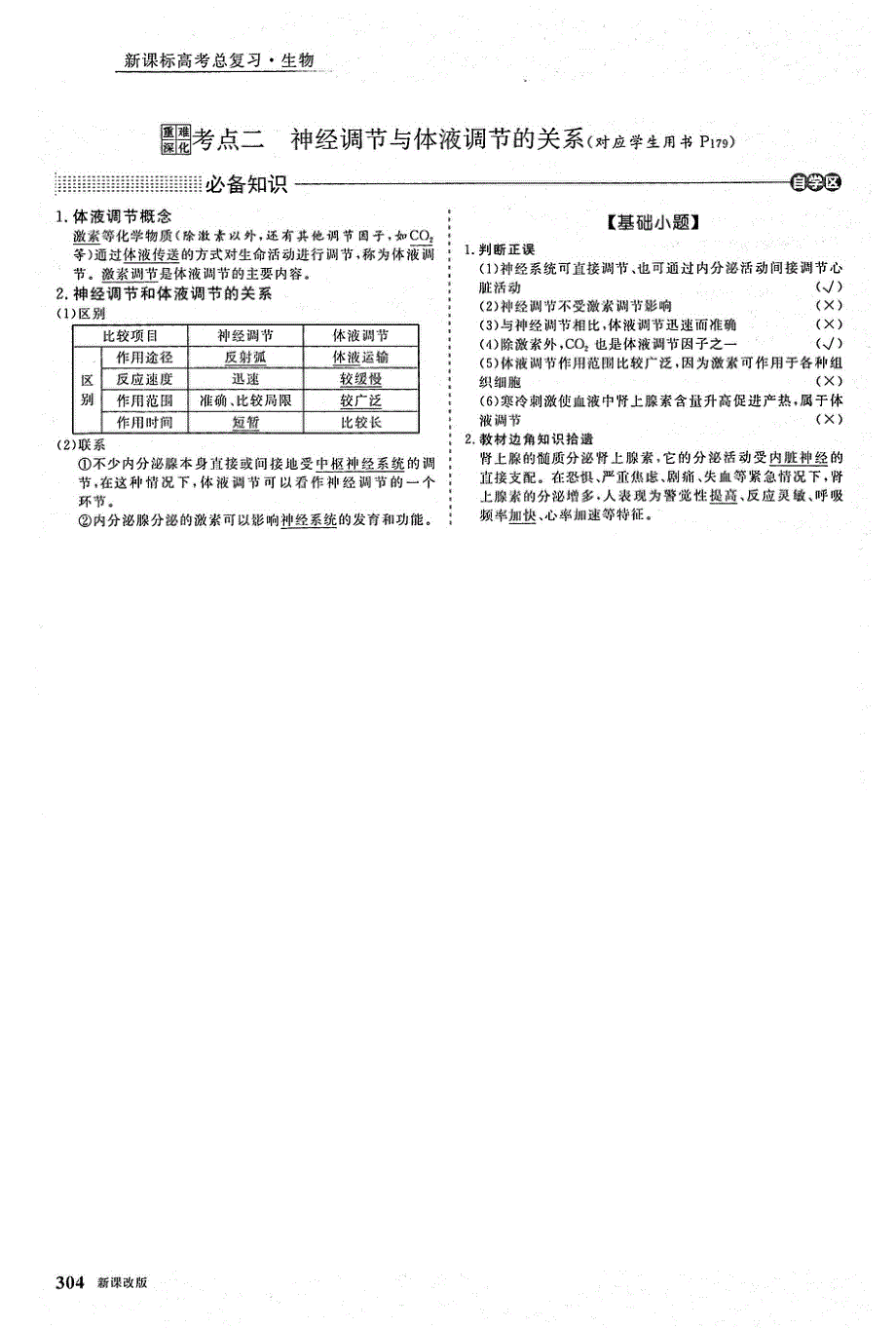 2021年高考生物一轮复习 第8单元 动物和人体生命活动的调节 第4讲 神经调节与体液调节的关系 考点2 神经调节与体液调节的关系教案（PDF）.pdf_第1页