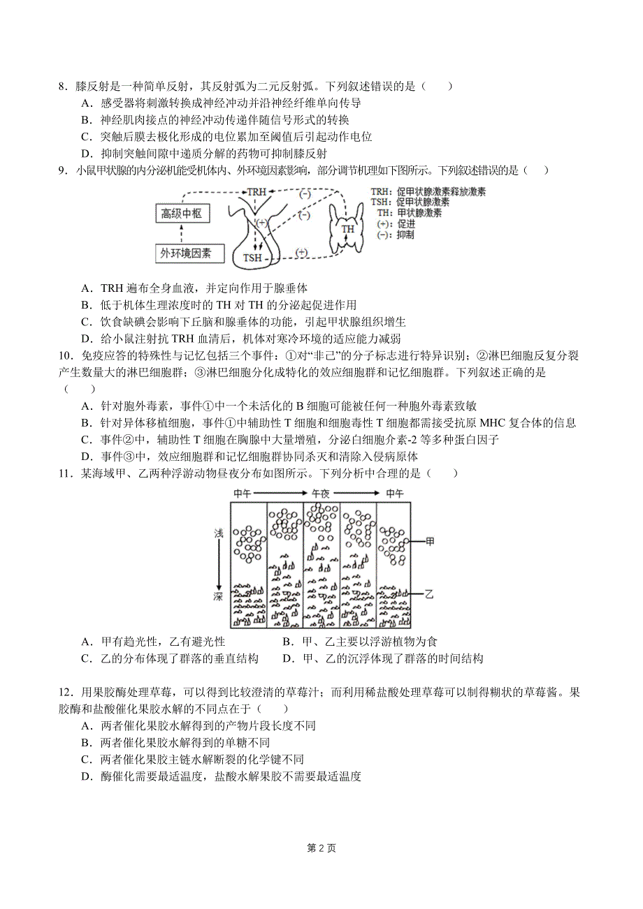 《名校》北京市八十中2022届高三考前热身生物试题 PDF版缺答案.pdf_第2页