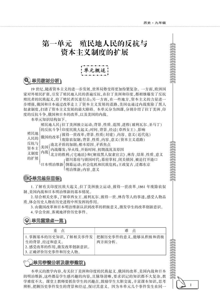 九年级历史下册 第一单元 殖民地人民的反抗与资本主义制度的扩展 第1课 殖民地人民的反抗斗争教案设计（pdf） 新人教版.pdf_第1页