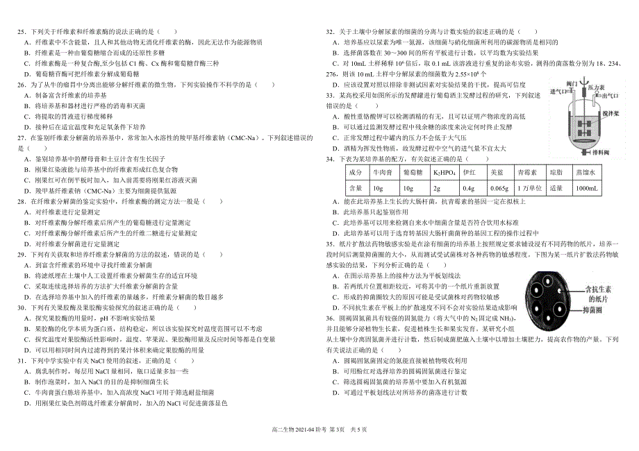 《发布》四川省成都市树德中学2020-2021学年高二下学期4月月考生物试题 PDF版含答案.pdf_第3页